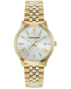 Ferragamo Stainless Steel Quartz Gancini Dial Watch - Metallic