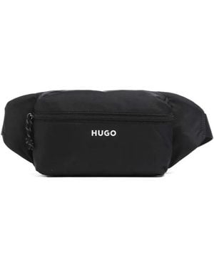 HUGO Everett Logo-Print Belt Bag - Black