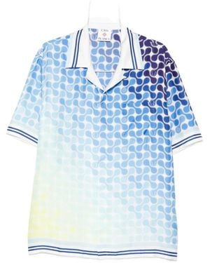 CASABLANCA Tennis Tile Cuban Patterned Shirt - Blue