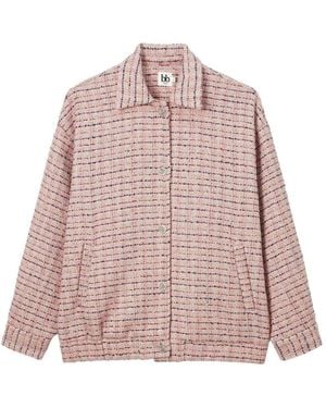 B+ AB Tweed Button-Up Jacket - Pink