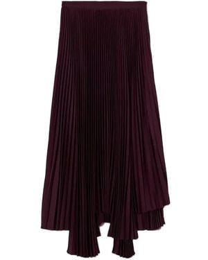 Plan C Pleated Panelled Maxi Skirt - Purple