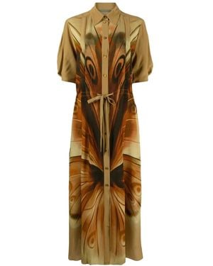 Alberta Ferretti Abstract-Print Shirtdress - Metallic