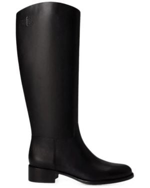 Ralph Lauren Logo-Embossed Leather Boots - Black
