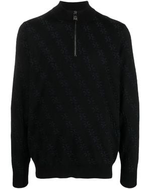 Billionaire Monogram-Jacquard Knitted Jumper - Black