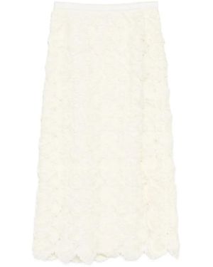 Shiatzy Chen Fête Of Petal 3D Floral Pencil Skirt - White