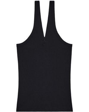 Courreges Logo-Embroidered Cotton-Blend Top - Black