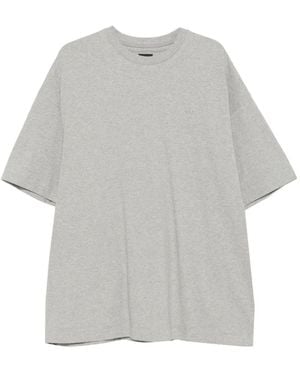 Juun.J Logo-Embroidered Graphic-Print T-Shirt - Grey
