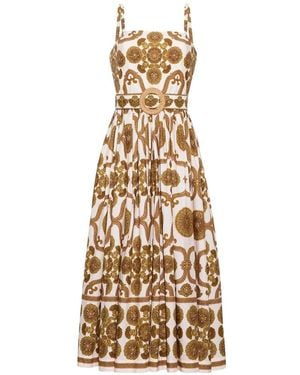 Cara Cara Robe Mi-Longue Lee Ceinturée À Fleurs - Métallisé