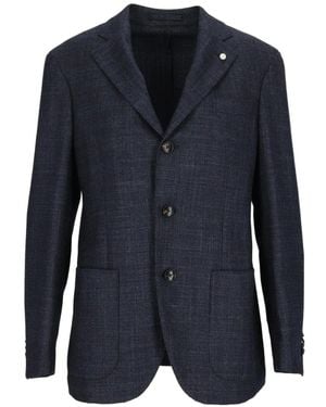 Luigi Bianchi Check-Pattern Notched-Lapel Blazer - Blue