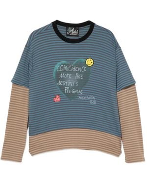 ANDERSSON BELL Heart Message Striped T-Shirt - Blue