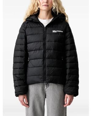 KARL LAGERFELD Hooded Quilted Jacket - Black