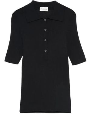 P.A.R.O.S.H. Ribbed-Knit Polo Shirt - Black