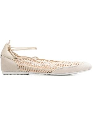 Patrizia Pepe Dancing Skin Raffia Ballet Flats - Natural