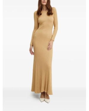 Bardot Ribbed Open-Back Maxi Dress - Natural