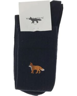Maison Kitsuné Calcetines con zorro bordado - Azul
