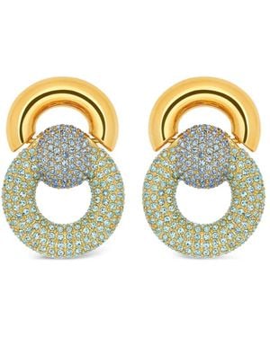 Oscar de la Renta Gemstone-Embellished Circular Earrings - Metallic