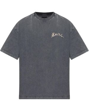Amiri Dragon-Embroidered T-Shirt - Gray