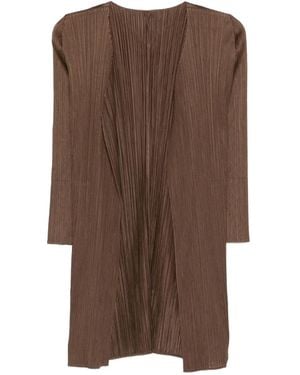 Pleats Please Issey Miyake Pleated Open-Front Coat - Brown