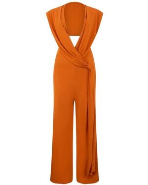 Alberta Ferretti V-Neck Jumpsuit - Orange