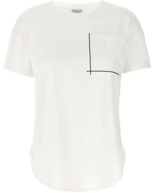 Brunello Cucinelli T-Shirt mit Monili-Kettendetail - Weiß