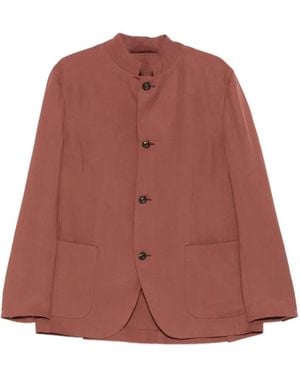 Eleventy Mandarin-Collar Buttoned Jacket - Red