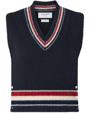 Thom Browne Hector Gilet Met Streepdetail - Blauw