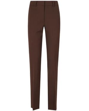 FEDERICA TOSI Belt-Loops Slim-Cut Trousers - Brown