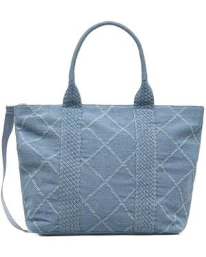 Morgan Denim-Tasche Mit Rautensteppung - Blau
