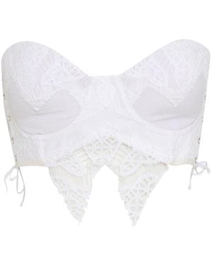 Amir Slama Lace-Detail Top - White