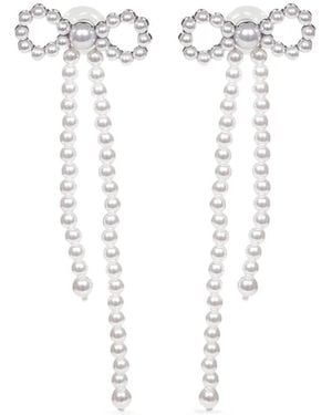 Self-Portrait Bow-Shape Earrings - White