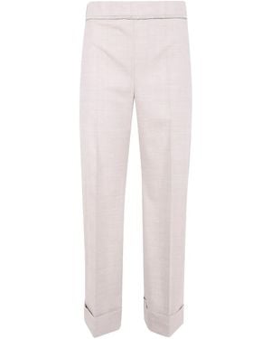 D.exterior Trimmed Wool Trousers - Natural