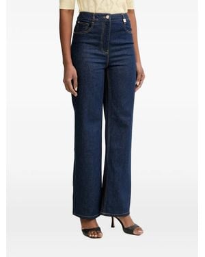 Morgan Contrast-Stitch Wide-Leg Jeans - Blue