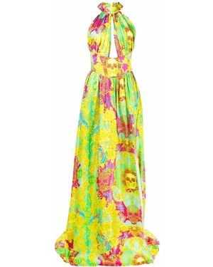 Philipp Plein New Baroque-Print Silk Maxi Dress - Green