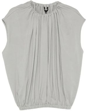 Tibi Camiseta Circular Con Cuello Fruncido - Gris