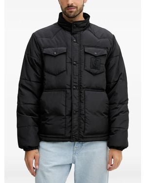 Just Cavalli Logo-Embroidery Padded Jacket - Black