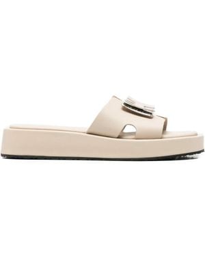 SERGIO MORETTI FIRENZE Logo-Plaque Platform Slippers - White