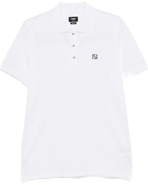 Fendi Logo-Embroidered Polo Shirt - White