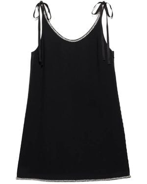 Prada Sablé Embellished Mini Dress - Black