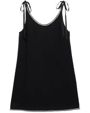 Prada Sablé Embellished Mini Dress - Black