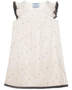 Prada Mini-Jurk Met Bloemenprint - Naturel