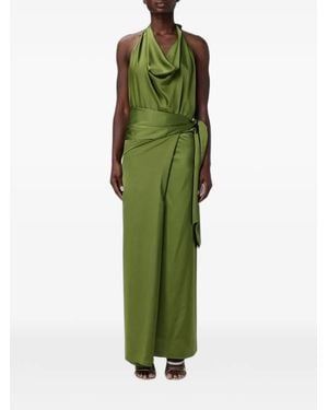 Hanita Maxi Satin-Finish Cowl-Neck Dress - Green