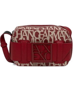 ARMANI EXCHANGE Logo-Print Buckle-Detail Shoulder Bag - Red
