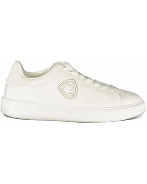 Blauer Logo-Patch Sneakers - White