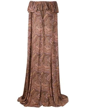 Amir Slama Off The Shoulder Cape Dress - Brown