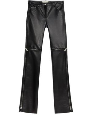 Blumarine Leather Zip-Detail Pants - Gray