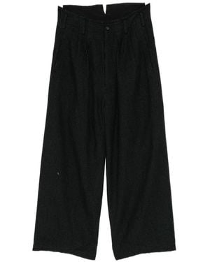 Nude:mm Houndstooth-Pattern Pleated Trousers - Black