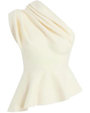 KHAITE Draped one-shoulder top - Blanco