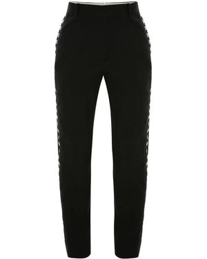 McQueen Eyelet Cigarette Trousers - Black