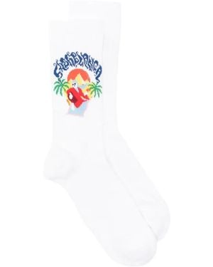 CASABLANCA Graphic-Knit Socks - White