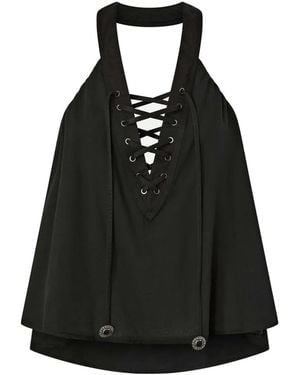 Pinko Top With Laces And Texan Details - Black
